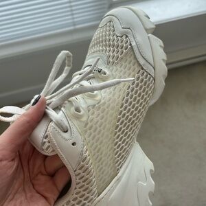 Christian Dior Chunky Sneakers,White,Rubber Trim. Round-Toes with Mesh Accents